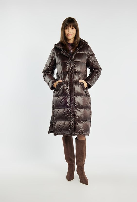 Pikowany płaszcz midi