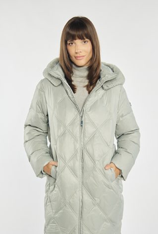 Puchowy płaszcz damski