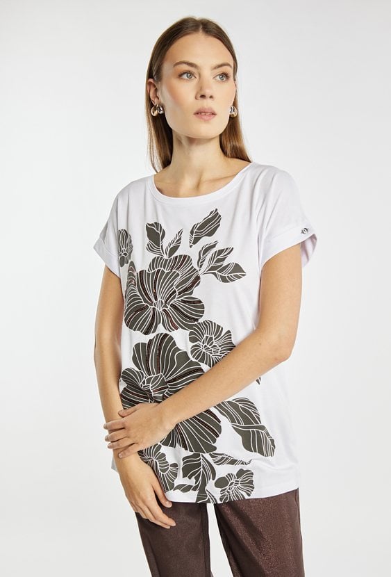 Luźny T-shirt z wzorem