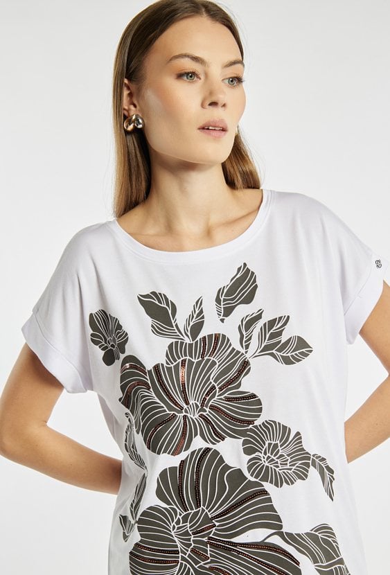 Luźny T-shirt z wzorem