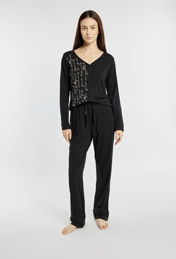 Spodnie od piżamy z satynowym wiązaniem