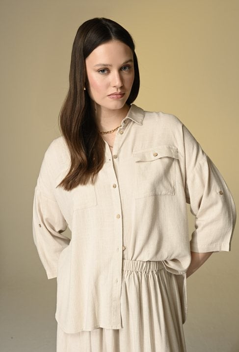 Koszula z wiskozy i lnu