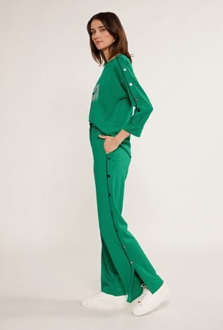 Spodnie damskie z aplikacją po bokach