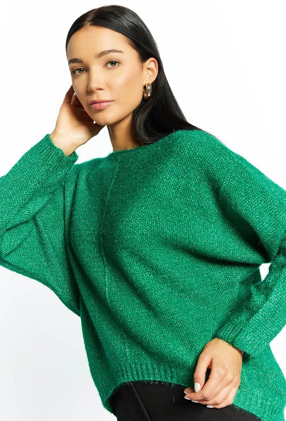 Połyskujący sweter damski