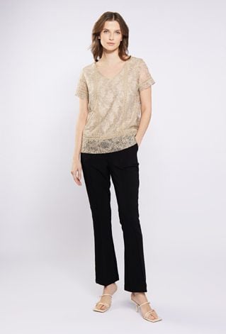 Dwuwarstwowa bluzka z ażurową narzutką