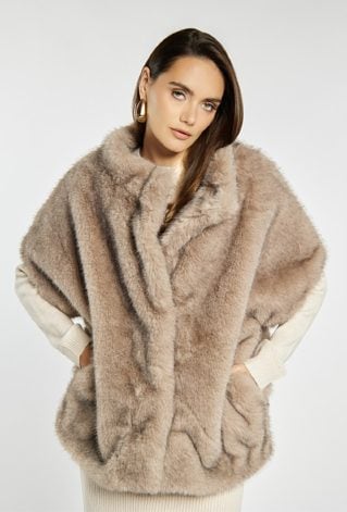 Kurtka damska ze sztucznym futerkiem