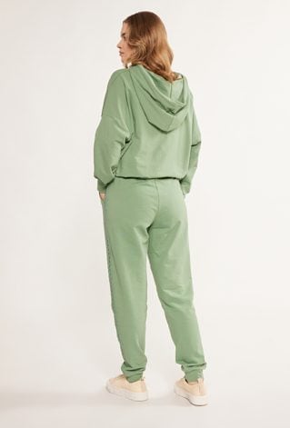 Dresowe spodnie z ażurową tasiemką