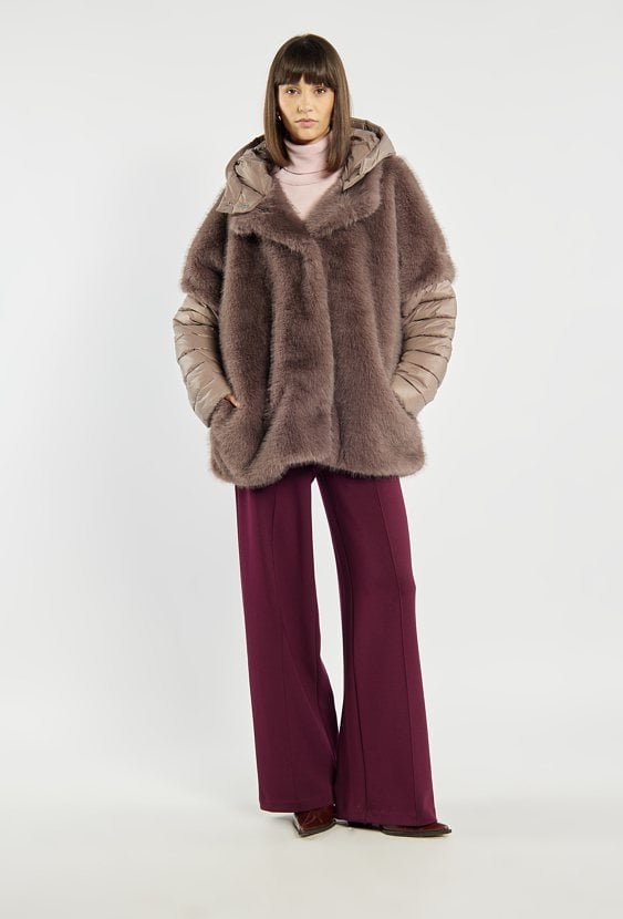 Kurtka damska ze sztucznym futerkiem