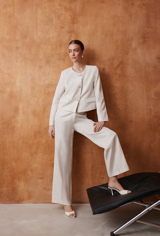 Eleganckie spodnie z dodatkiem lnu