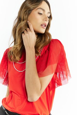 Bluzka damska z bufiastymi rękawami