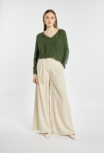 Sweter damski z połyskującym paskiem