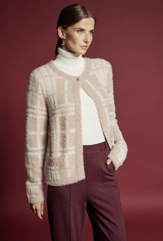 Wzorzysty rozpinany sweter