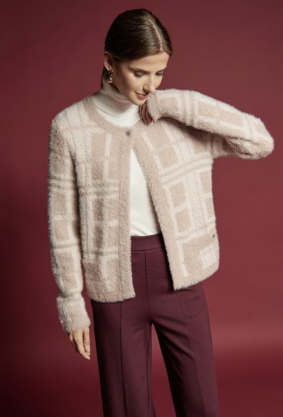 Wzorzysty rozpinany sweter