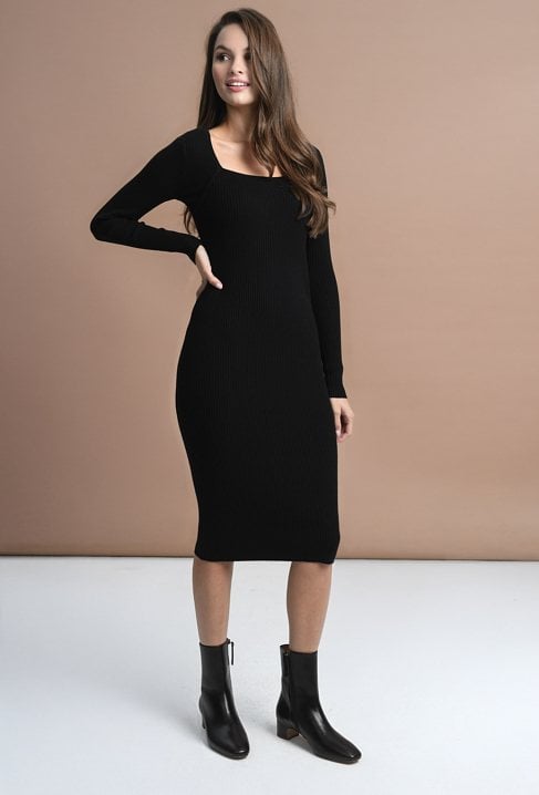 Dopasowana sukienka z wiskozy z prążkowanej dzianiny