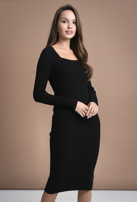 Dopasowana sukienka z wiskozy z prążkowanej dzianiny