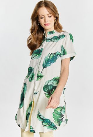 Długa koszula z domieszką lnu