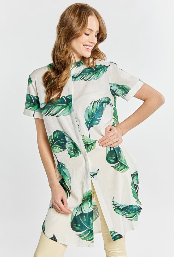 Długa koszula z domieszką lnu