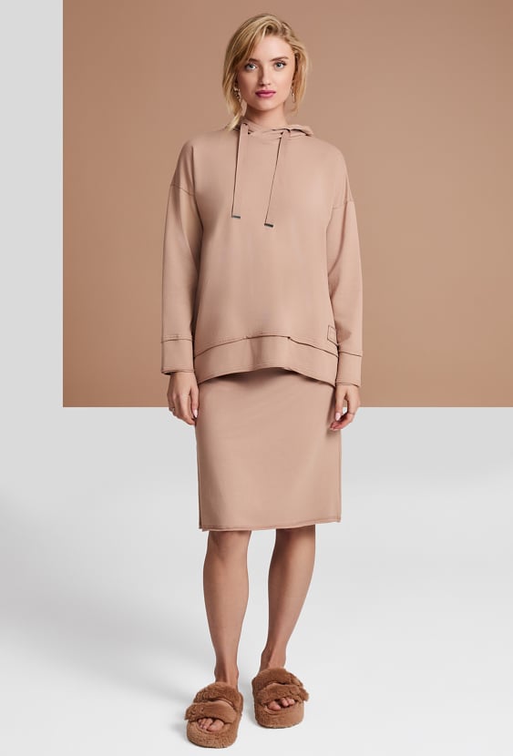 Beżowa dopasowana spódnica z bawełny