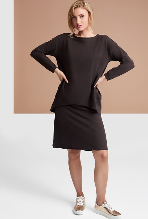 Brązowa dopasowana spódnica z bawełny