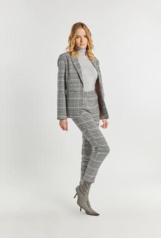 Eleganckie spodnie z wzorem w pepitkę