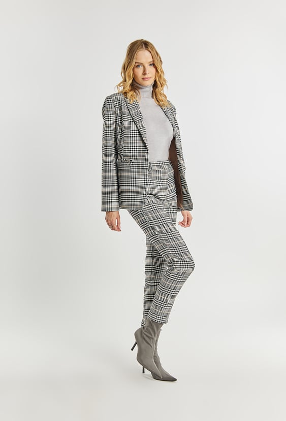 Eleganckie spodnie z wzorem w pepitkę