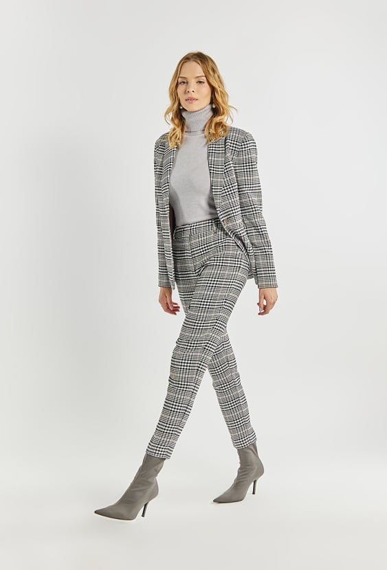 Eleganckie spodnie z wzorem w pepitkę