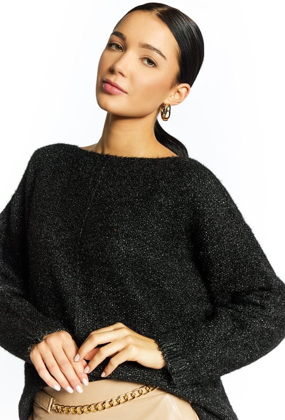 Połyskujący sweter damski