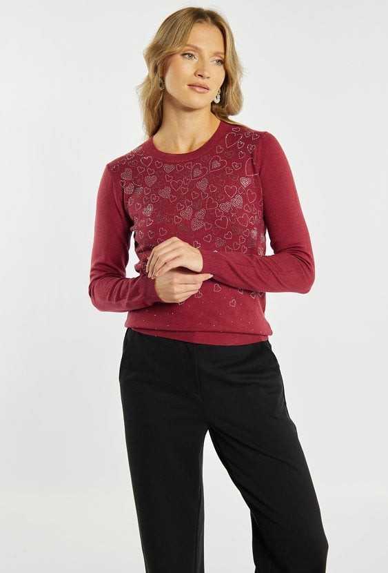 Sweter damski z serduszkami