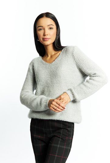 Połyskujący sweter z dodatkiem wełny