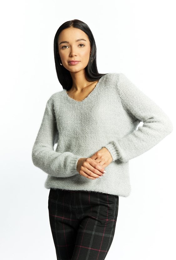 Połyskujący sweter z dodatkiem wełny