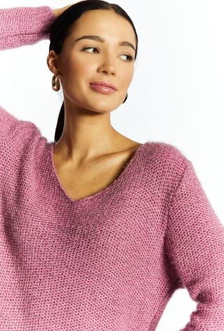 Połyskujący sweter z dodatkiem wełny