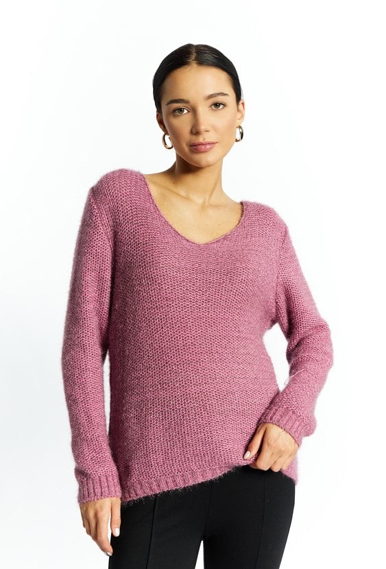 Połyskujący sweter z dodatkiem wełny