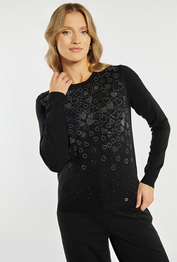 Sweter damski z serduszkami