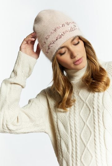 Czapka damska z cekinami