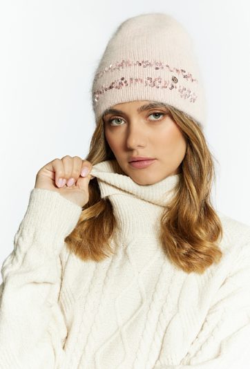 Czapka damska z cekinami