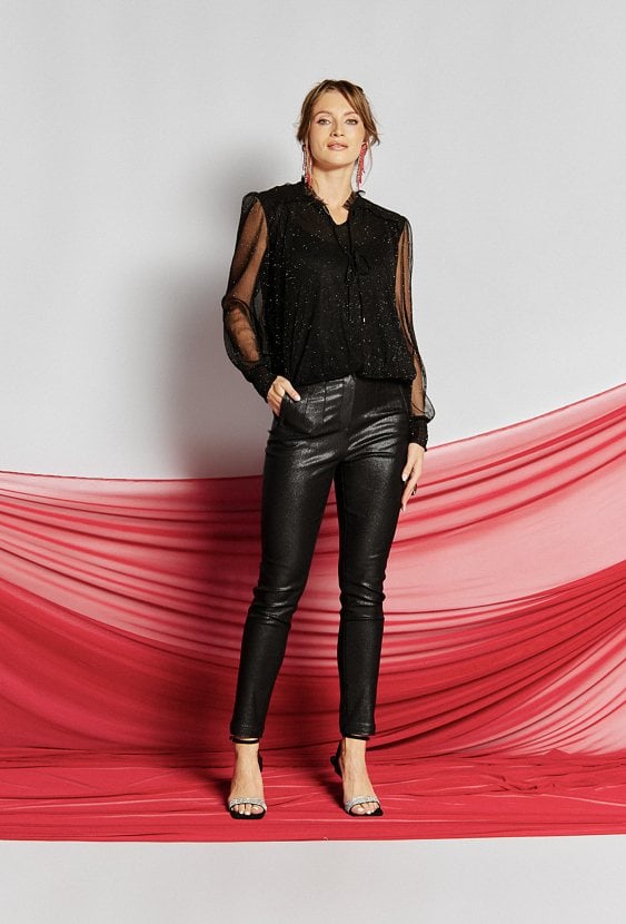 Połyskujące spodnie damskie