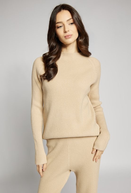 Sweter damski z prążkowaną strukturą