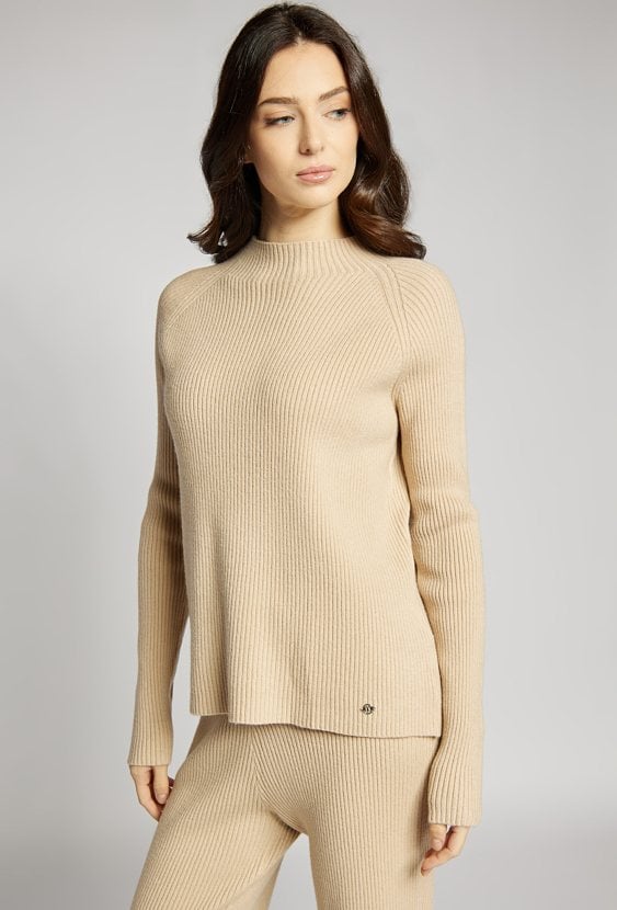 Sweter damski z prążkowaną strukturą