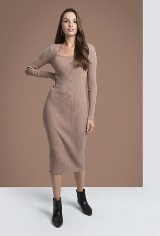Dopasowana sukienka z wiskozy z prążkowanej dzianiny