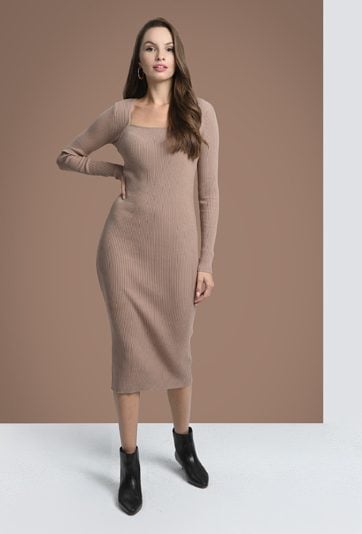 Dopasowana sukienka z wiskozy z prążkowanej dzianiny
