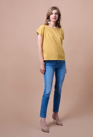 Musztardowa bluzka z wiskozy