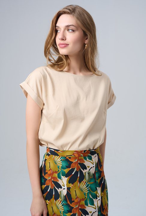 Beżowa bluzka z wiskozy