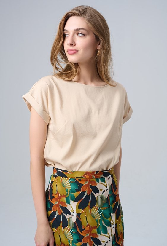 Beżowa bluzka z wiskozy