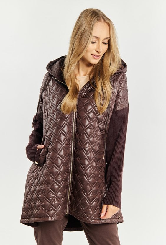 Sweter płaszczowy z kapturem