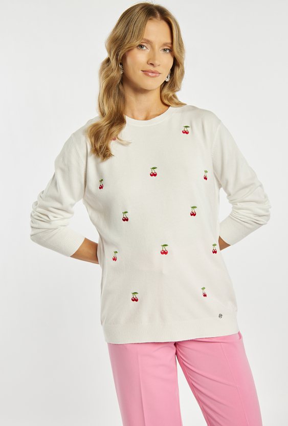 Sweter z wzorem w wisienki