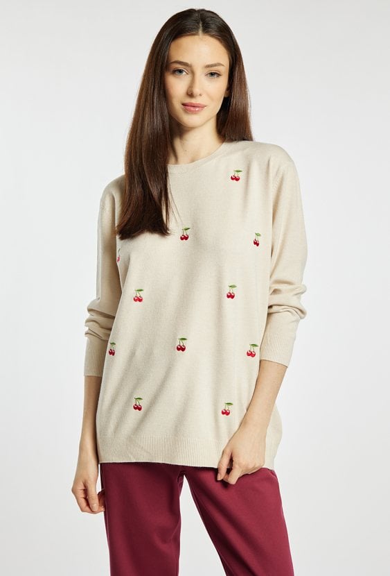 Sweter z wzorem w wisienki