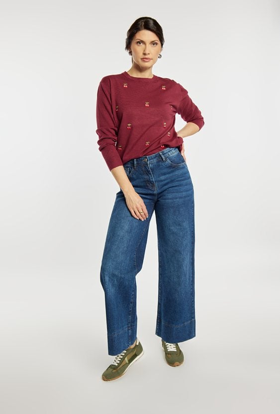 Sweter z wzorem w wisienki