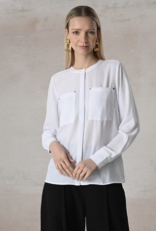 Biała koszula ze stójką