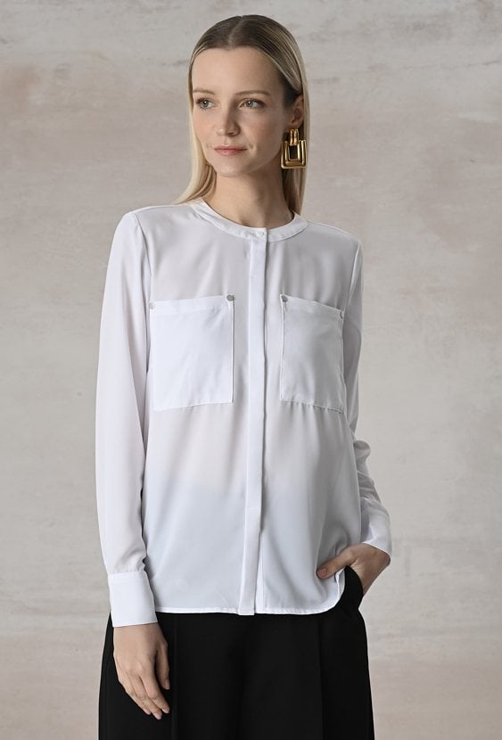 Biała koszula ze stójką