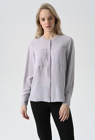 Zwiewna koszula ze stójką